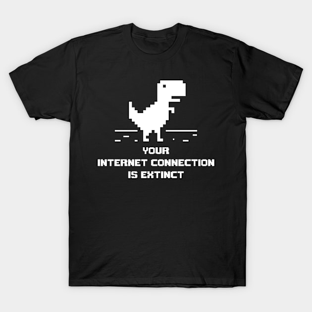 Chrome Offline Dinosaur No internet T-Shirt by Seaside Designs